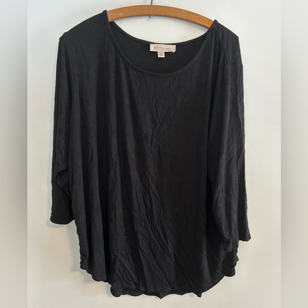 Philosophy Women's 2x Black Long Sleeve Top